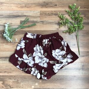 Maroon Floral Short